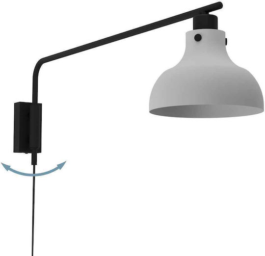 Eglo Matlock Industrial Wall Lamp With Plug And E27 Bulb Base Gray 20x25x20cm