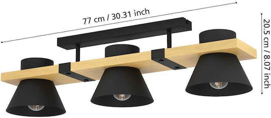 Eglo Dreifach Spot mit Fassung E27 in Schwarz Farbe