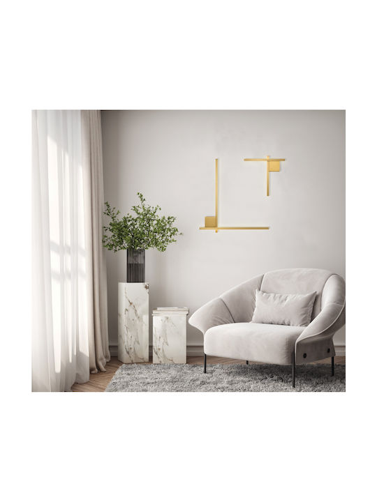 Zambelis Lights Modern Leuchte Wand mit Integrierter LED und Warmweißes Licht Gold 50x50x4.5cm