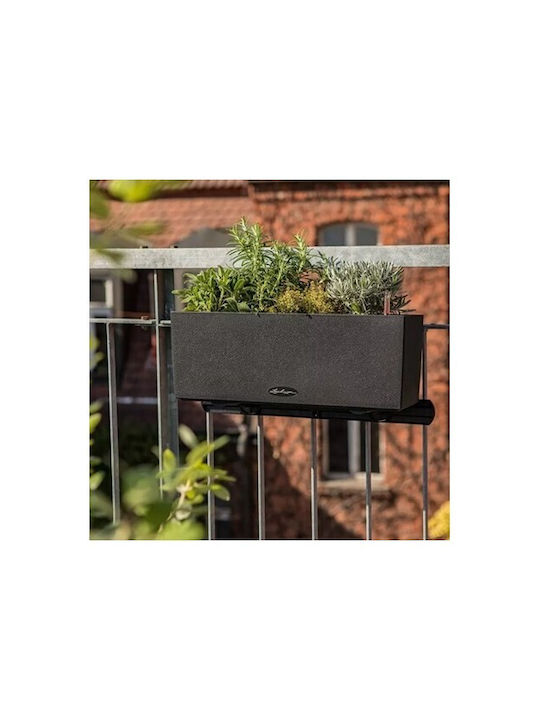Lechuza Balconera Stone Graphite Black Self-watering Planter Box Plastic Black 79x19x19cm.