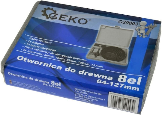 Geko Set Lochsägen mit Durchmesser von 64mm bis 127mm für Holz