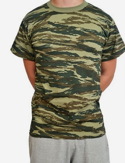 Short Sleeve T-shirt Military Greek Army 100% Cotton In Khaki Colour