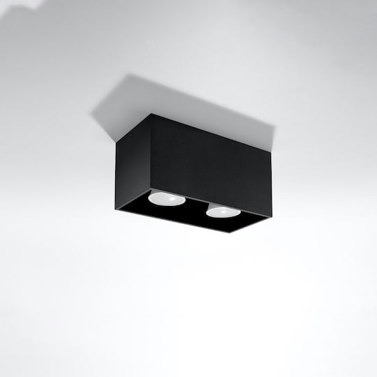 Sollux Quad Διπλό Σποτ με Ντουί GU10 σε Μαύρο Χρώμα