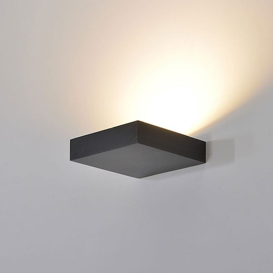 Luma Modern Leuchte Wand mit Integrierter LED und Warmweißes Licht Schwarz 14x14cm
