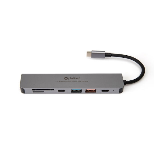 Platinet USB-C Докинг станция с HDMI 4K PD Етърнет Сив (45985)