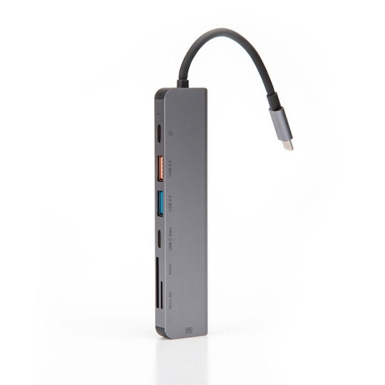Platinet USB-C Докинг станция с HDMI 4K PD Етърнет Сив (45985)