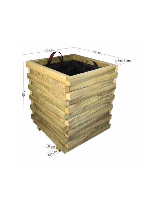 Tesias Γλάστρα Ξύλινη Μπεζ 50x50x60εκ.