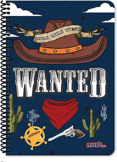 Must Team Spiral Notebook Ruled B5 30 Paper Sheets Wild West Wanted