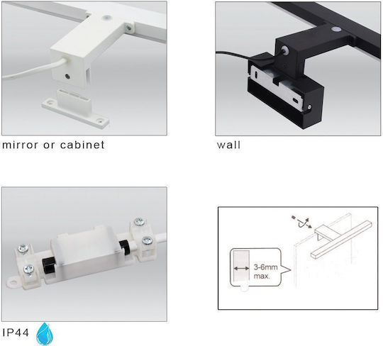 Gekas Modern Lamp Bathroom with Integrated LED and Adjustable White Light Black