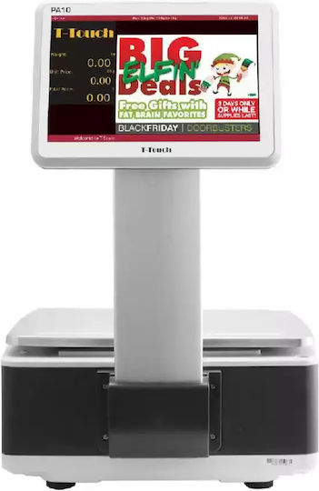 ICS PA-10e Electronic Retail Scale with Column and Label Printing Capability with Weighing Capacity of 30kg and Division 10gr