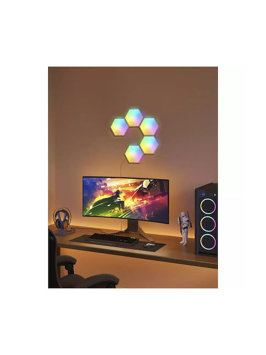 Govee Smart Διακοσμητικό Φωτιστικό Glide Hexa H6061 LED RGBIC Hexagon 5τμχ