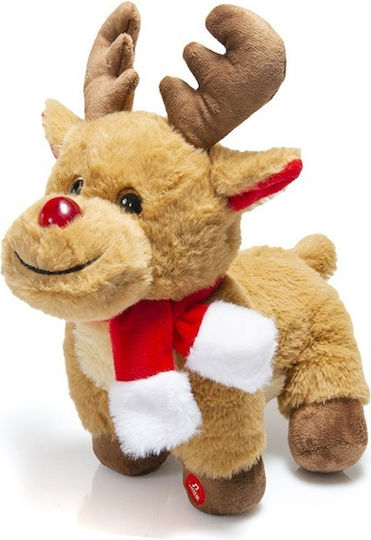 Fun World Plush Christmas with Sound Little Deer with a Bright Nose & Greek Carols for 3+ Years 30 cm