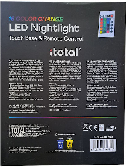 I-Total Διακοσμητικό Φωτιστικό XL2330 LED RGB 3D Illusion 12x17εκ.