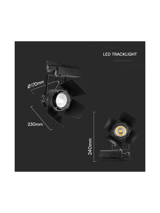 V-TAC Μονό LED Φυσικό Λευκό Σποτ σε Μαύρο Χρώμα