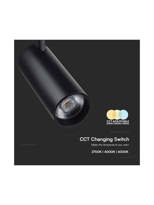 V-TAC Μονό LED Ρυθμιζόμενο Λευκό Σποτ σε Μαύρο Χρώμα