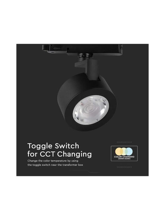 V-TAC Μονό LED Ρυθμιζόμενο Λευκό Σποτ σε Μαύρο Χρώμα