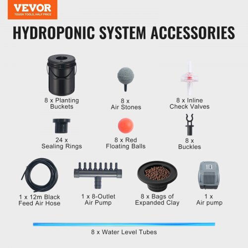 Vevor Hydroponic System Dwc 8 Buckets Air Pump Ssspxtyx8110vt55fv2