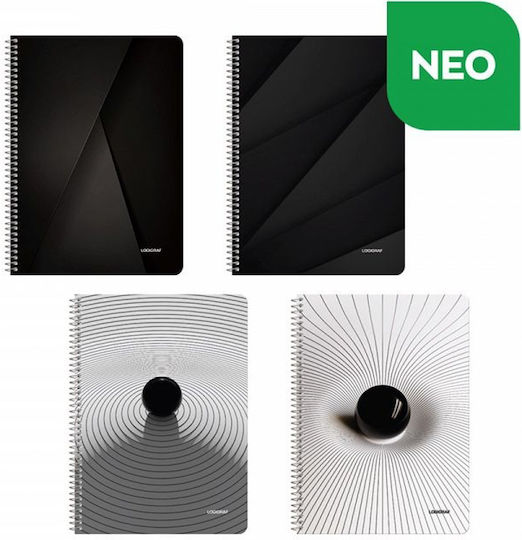Black & White Spiral Notebook Wirelock B5/17x25 4 Subjects 6pcs
