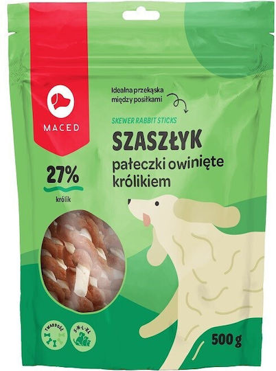 Maced Wrapped Rawhide Delicii în formă de baston pentru câini cu Iepure 500gr