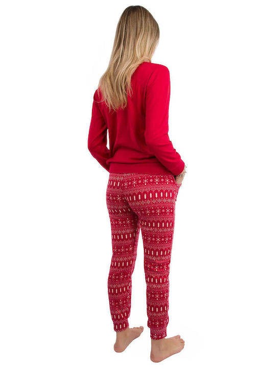 Pijamangel Winter Damen Pyjama-Set Red