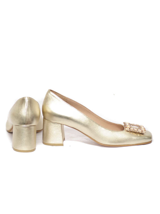 Leder Pumps Goldene
