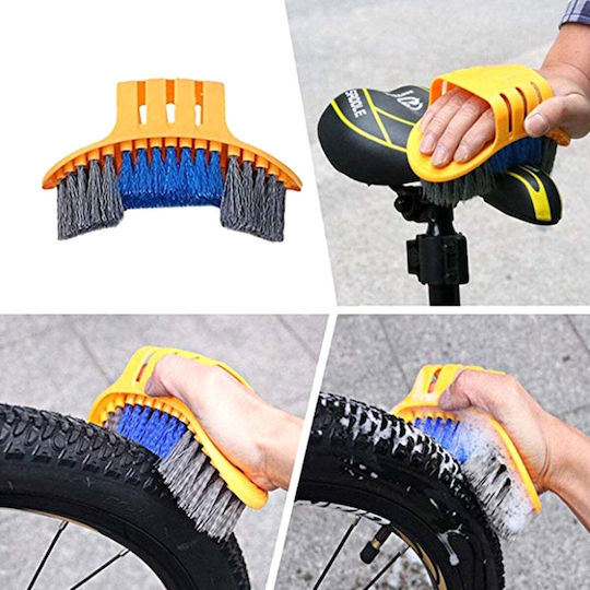 Set 5 Perii 1 Cârpă De Curățare Din Microfibră Pentru Curățarea Bicicletelor Portocalii