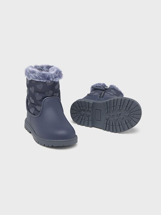 Mayoral Kids Leather Boots Navy Blue