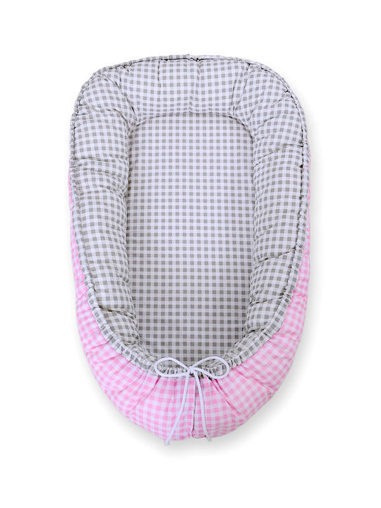 Bobono Pernă pentru bebeluși în formă de cuib Gray Check, Pink Check