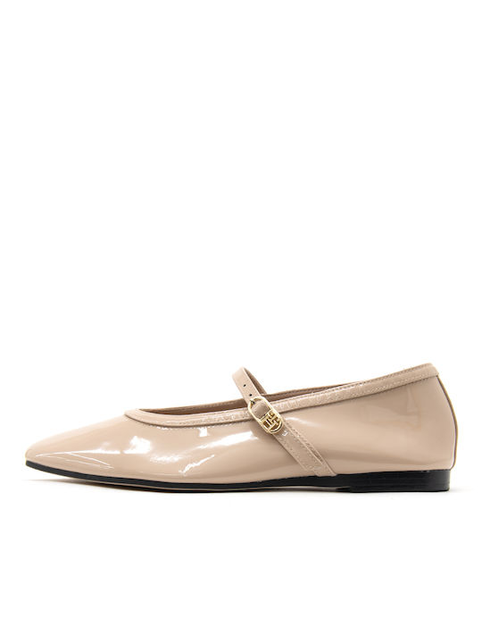 Tommy Hilfiger Patent Leather Ballerinas With strap Pink