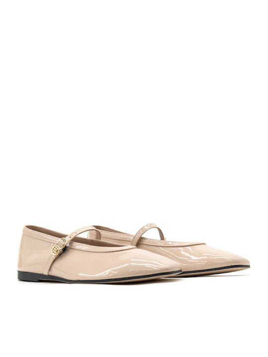 Patent Leather Ballerinas With strap Pink