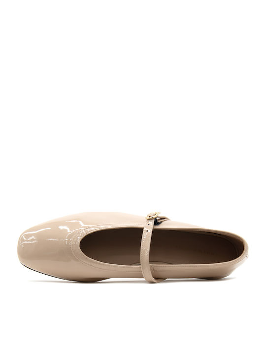 Patent Leather Ballerinas With strap Pink