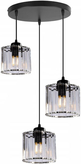 Toolight Lustră Negru cu cristale