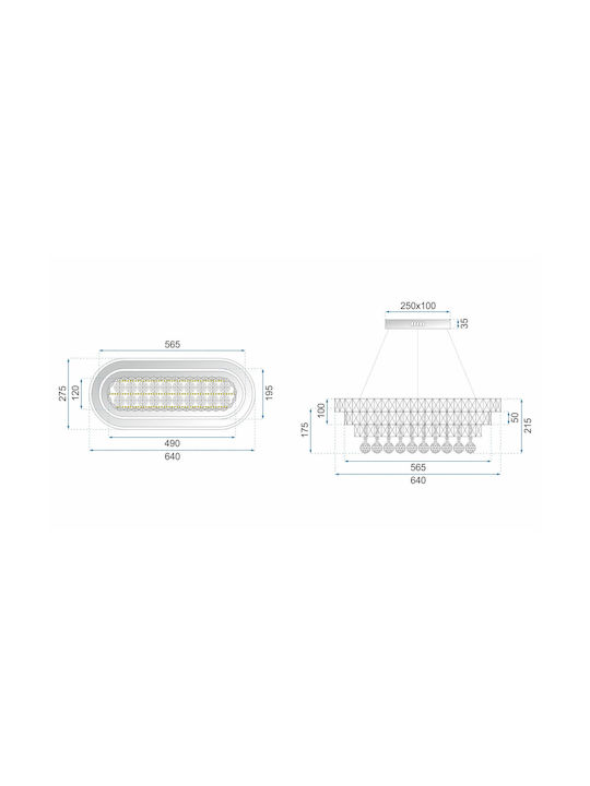 Toolight Κρεμαστό Φωτιστικό LED με Κρύσταλλα