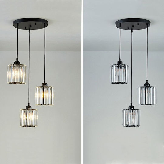 Toolight Lustră Negru cu cristale
