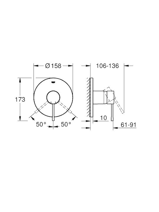 Grohe за душ кабина 1 Изход Черен
