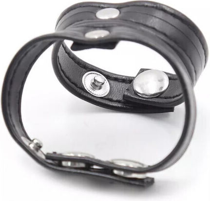 Doppelverstellbarer Leder Penis- und Hodenring