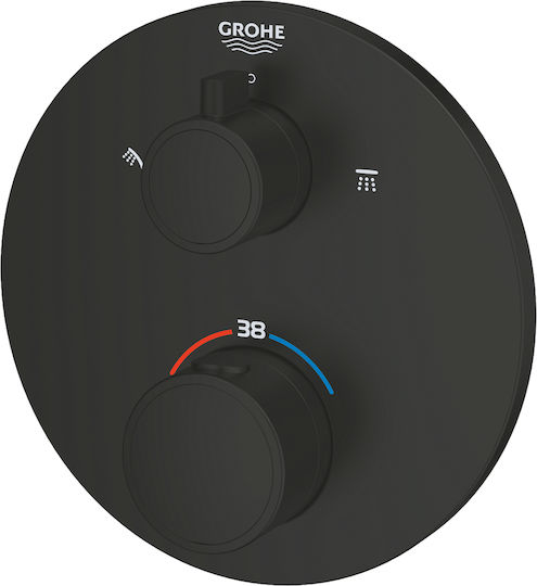 Grohe Μίκτης Μπαταρίας Εντοιχισμού για Ντουζιέρα 2 Εξόδων Μαύρος 4067393018889