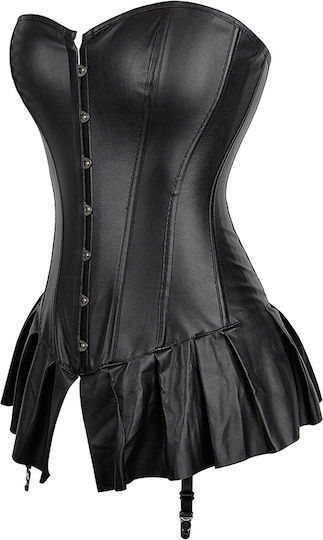 14 Pieces Plastic Bones Leather Corset Mini Dress