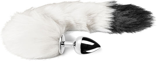 Small Size Metallic Anal Plug White Black Color Tail