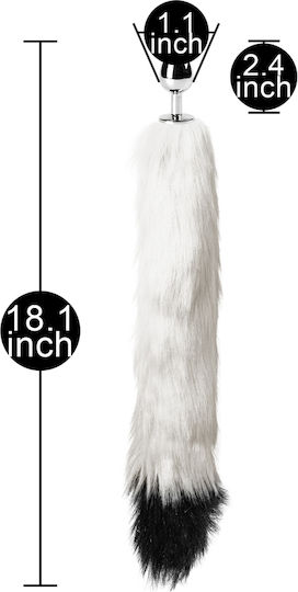 Small Size Metallic Anal Plug White Black Color Tail