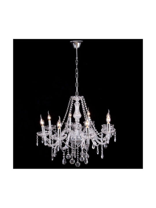 Toolight Chandelier with Crystals 8xE14 Transparent 68cm OSW-04600