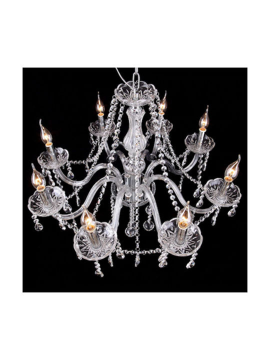 Toolight Chandelier with Crystals 8xE14 Transparent 68cm OSW-04600