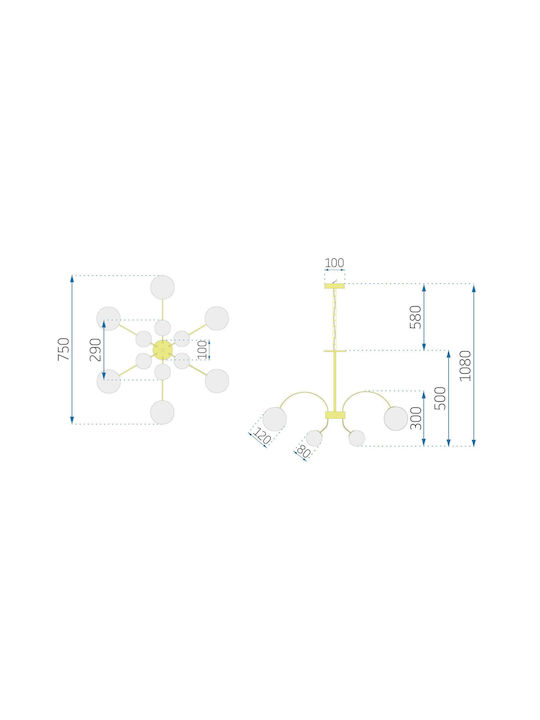 Toolight Πολυέλαιος με Ξύλο Χρυσός OSW-04048