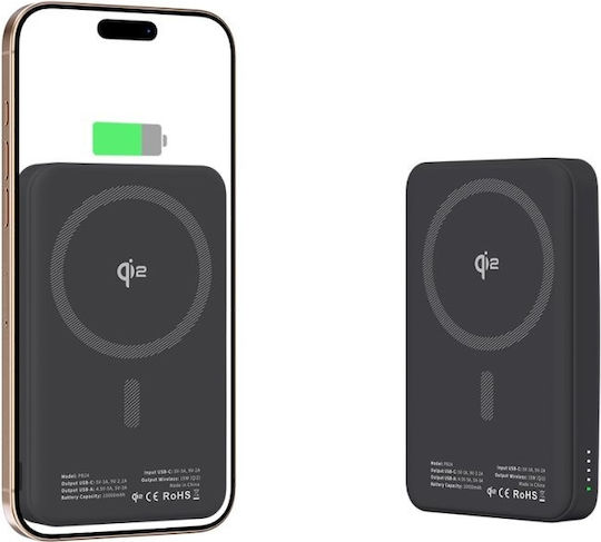 Tech-Protect PB24 Lifemag MagSafe Power Bank 10000mAh 15W с USB-A порт и USB-C порт Черен