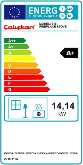 Caliskan 315 Βασική Έκδοση Μαντεμένια Ξυλόσομπα 14.14kW Μαύρη