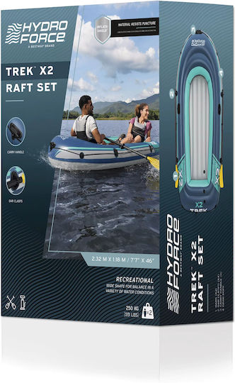 Bestway Hydro Force Trek X2 Inflatable Boat for 1 Person Blue with Oars & Pump 232x118cm