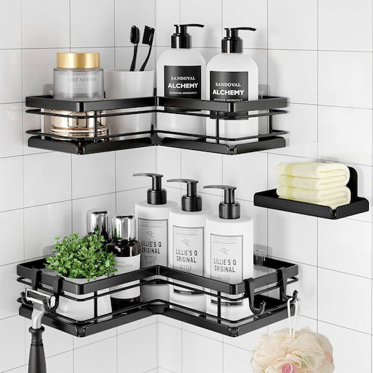 Shower Γωνιακή Επιτοίχια Ραφιέρα Μπάνιου Μεταλλική Μαύρη Shower Γωνιακή Επιτοίχια Ραφιέρα Μπάνιου Μεταλλική Μαύρη