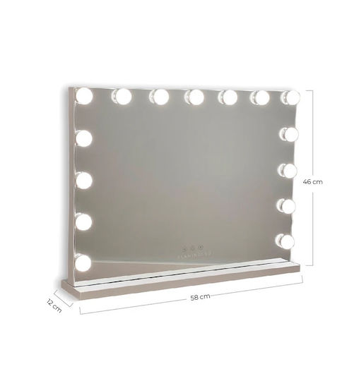 Flamingueo Makeup Mirror Wall with Light 12x12cm White