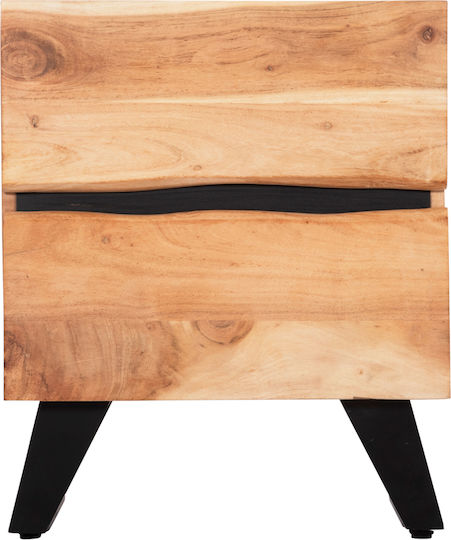 Bedside Table Alicia Wooden with Metal Legs Beige 45x35x56cm