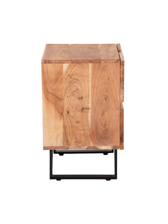 Bedside Table Alicia Wooden with Metal Legs Beige 45x35x56cm